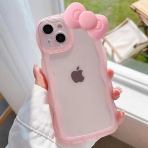 Bow Case for iPhone 11 6.1" Curly Frame Cute 3D Bowknot Design Clear Phone Girls - Picture 1 of 3