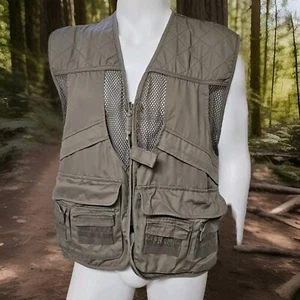 Master Sportsman Hunting Vest Mens 2XL Khaki Zip Up Cotton Padded Shoulder Mesh - Picture 1 of 8