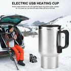 Travel Coffee Heated Mug 500ml Car Based Heating Stainless Kettle Cup Steel V1X4