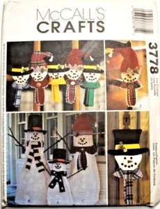 McCall's 3778 Navidad muñeco de nieve adornos puerta colgante patrón de costura - Imagen 1 de 2