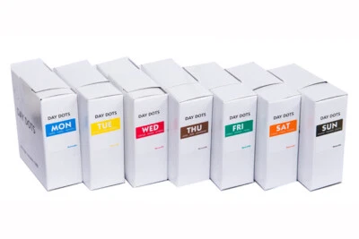 Day Dot Food Labels Set of 7 Rolls x 1000 Catering Stickers in Dispenser Boxes