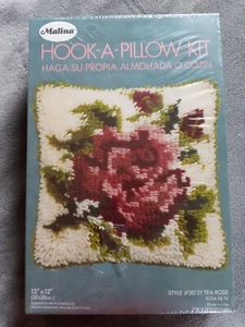 New Sealed Vintage Malina Hook-A-Pillow Latch Hook Kit Style #30/21 Tea Rose - Picture 1 of 7