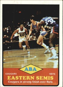 1973-74 Topps #205 ABA Eastern Semis/Cougars in strong/finish over Nets - VG-EX