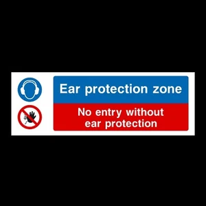 Ear Protection Zone 300x100mm Plastic Sign OR Sticker (MP13) - Picture 1 of 1