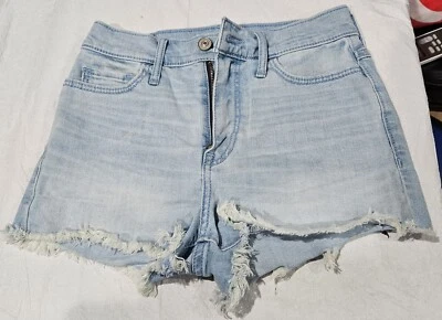 Abercrombie Fitch shorts womens juniors 0 W25 Lightblue denim  cut off Short. - Image 1 of 4