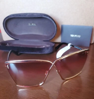 Óculos de sol feminino TOM FORD Elle-02 FT0936 28F rosa brilhante 71 mm - Imagem 1 de 4