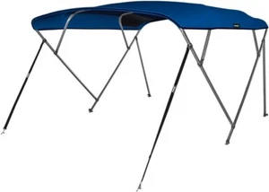 MSC 3 Bow 4 Bow Bimini Top Boat Cover with Rear Support Pole and Boot  BLUE - Picture 1 of 4