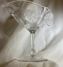 Gorgeous Heisey Etched/Cut Glass Compote. Tall & Elegant With HTF Floral Pattern