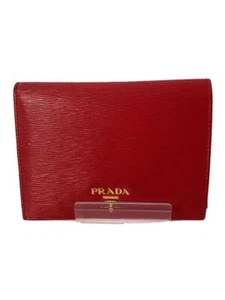 PRADA Women's Card Case Leather Red Solid Used - Picture 1 of 6