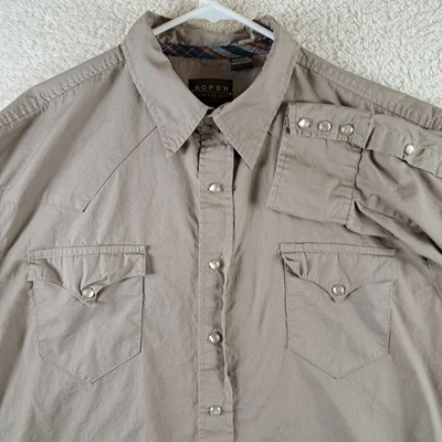 Para Hombres Roper Western Diseño Bronceado Claro Manga Corta Perla A Presión Botones Talla XL Foto 1 de 4