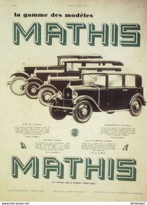 Publicite Auto Mathis 1931 - Picture 1 of 1
