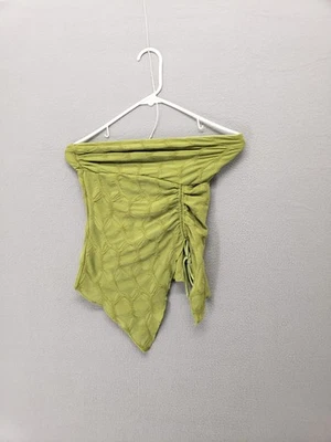 Top de mujer Silence Noise pequeño verde dobladillo asimétrico tubo sin tirantes lado acanalado Foto 1 de 4