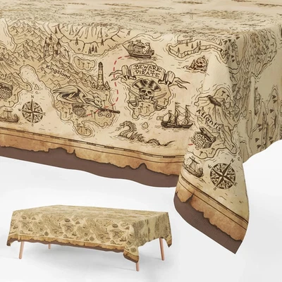 Mantel Pirata para Decoración de Fiesta - 108" x 54" (Rectangular), Vintage  Foto 1 de 4