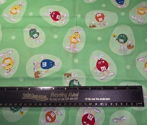 M&M's Easter Party Green Cotton Craft Sewing Fabric 25" NEW OOP VTG - Picture 1 of 3