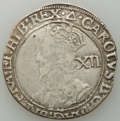 (1639-40) INGLATERRA CHARLES I TORRE DE XELIM DE PRATA EM PERFEITO ESTADO MM, 5,08 GMS, NGC RECORTADA - Imagem 1 de 4