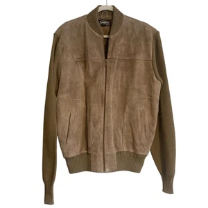 Vintage 70s Sears Sportswear Tan Suede Knit Sleeve Full Zip Jacket Size XL Sears - Picture 1 of 17