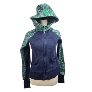 Lululemon Scuba Full Zip Hoodie Jacket Thumbholes Green Blue Womens 4-6? - Picture 1 of 9