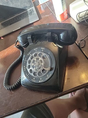 Teléfono de escritorio vintage 1973 Bell System Western Electric negro dial giratorio 500 L/m  Foto 1 de 4