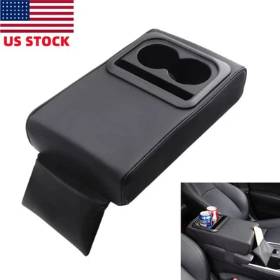 US Car Center Console Armrest Cover Cushion Auto Armrest Pillow with Cup Holder - Image 1 of 4