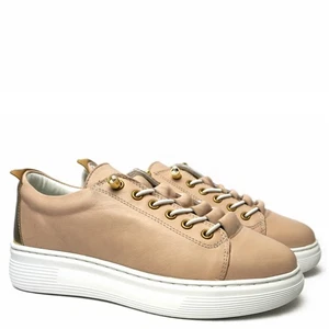 SNEAKERS EN CUIR POUR FEMME CUIVRE À LACETS RÉGLABLES - Picture 1 of 5