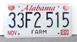ALABAMA FARM License Plate: 33F2 515 : 1999 Tag - Picture 1 of 5