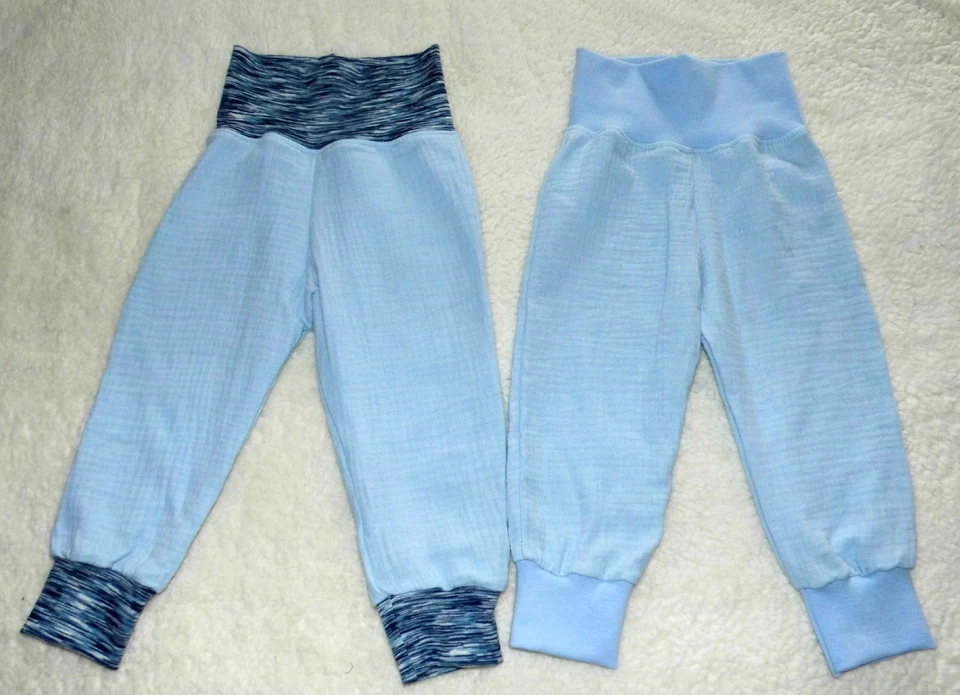 Sommerhose ♥ Musselinhose ♥ Unifarben Hellblau  ♥  Gr. 62 - 158 - Bild 1 von 1