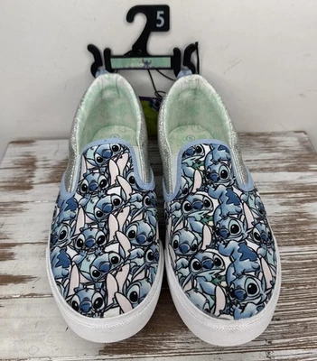 Disney Stitch Ground Up Slip On Blue Low-Top Sneakers Girls Size 5 New W/ Tags - Image 1 of 4