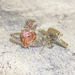 Orecchini Vivienne Westwood Ariella cuore sfera cristallo rosa con coulisse - Foto 1 di 7