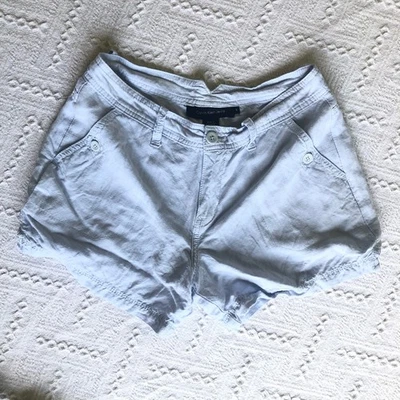 Calvin Klein 亚麻混纺斜纹短裤浅蓝色 6 中腰海岸学院风 — 第 1/4 张图片