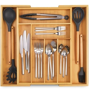 Expandable Bamboo Kitchen Drawer Organizer - Adjusts to Fit Drawer Size, Idea... - Picture 1 of 7