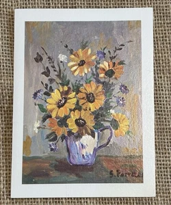 S. Portelli Flowers Still Life Blank Note Card Mouth Artist Vintage Framable - Picture 1 of 5