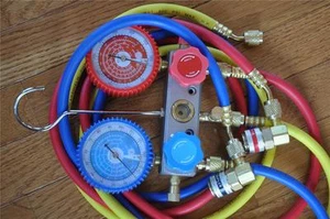 Manifold Gauge+5ft Hose Set for R22 R134a+Car Port Quick Snap Coupler HVAC Tool - Picture 1 of 4