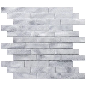 Aluminum Metallic Metal 1/3 offset Linear Interlocking Mosaic Tile Backsplash - Picture 1 of 9