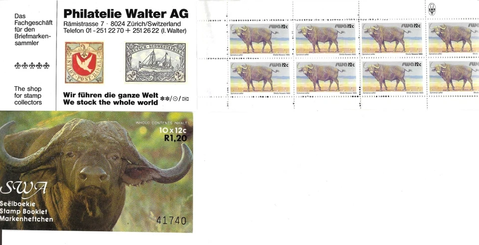 SWA, NAMIBIA 1985, Wild Animals, Buffaloes Booklet SG SB1 MNH NATURE - Image 1 of 1
