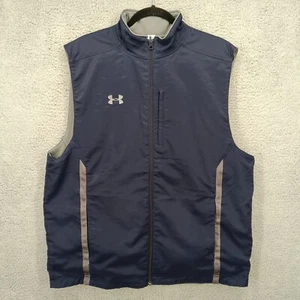 Under Armour Large Navy Blue Gray Reversible Vest Full Zip Sleeveless Activewear - Picture 1 of 13