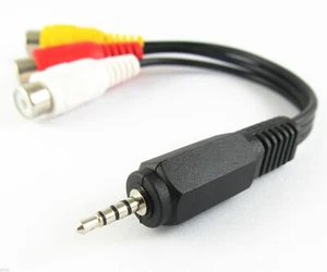 1pcs 15cm Audio Video Joint Adapter Cable 2.5mm Male Plug to 3 RCA Jack Female - Picture 1 of 6
