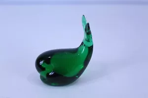 Green Glass Handmade Whale Paperweight - Picture 1 of 5