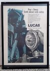 Framed original Classic Motorcycle Ad for Lucas bike fog/spot lamps from 1967