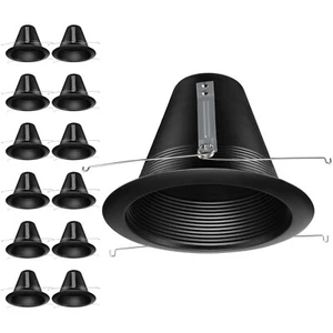 12 Pack 6 Inch Recessed Light Black Baffle Trim, Anti-Glare Can Light Trim - Picture 1 of 7