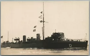BARCO MILITAR BRITÁNICO H.M.S. POSTAL ANTIGUA FOTO REAL MALLARD RPPC - Imagen 1 de 2
