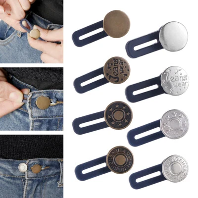 Button Extender Pants Jeans Waist Elastic Trousers Metal Instant Expand DIY - Image 1 of 4