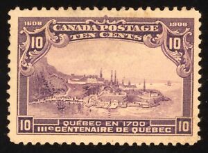 Canada Scott 101 Mint NG 10c Yellow Brown 1908 Quebec Tercent Lot T688 bhmstamps