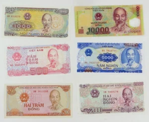6Pcs Vietnam 200 500 1000 2000 5000 10000 DOLLARS BANKNOTE CURRENCY VND Dong UNC - Picture 1 of 1