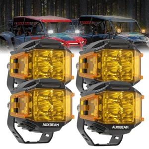 4pcs AUXBEAM 4" LED Pods Spot Light Driving Lights + Amber Cover for Polaris RZR - Picture 1 of 12