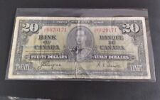 Canada 1937 $20 Dollars George VI Coyne-Towers J/E 6629171 Banknote