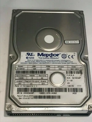 MAXTOR 51024H2 02A 62A 56A DAC10SC0 10.2GB IDE HARD DRIVE           aa5fa3a - Image 1 of 2