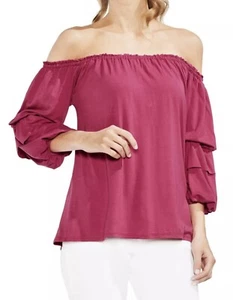 Blusa Vince Camuto Mujer Top Fuera del Hombro Manga 3/4 Elastizada Rosa Talla S $89 - Imagen 1 de 6