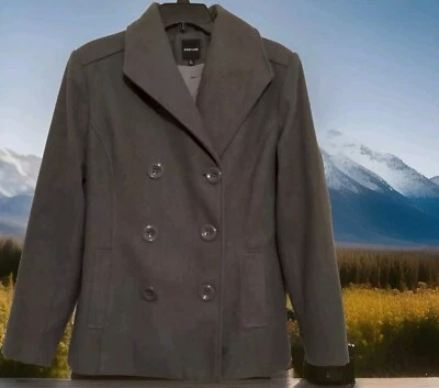 Abrigo de invierno grande de guisante gris rampage con cuello forrado bolsillos hasta el muslo. Elegante  Foto 1 de 4