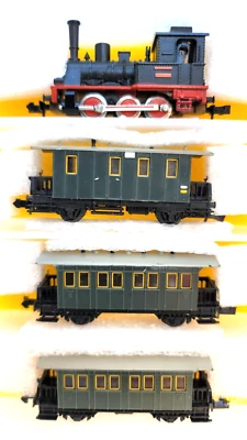 N Minitrix 0-6-0 Switcher Locomotive DB 3-Passenger Set (Tested) #1 - Image 1 of 3