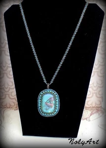 Charming Magical Beaded Necklace with a Butterfly Glass Pendant - Bild 1 von 2